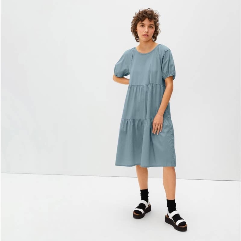 EUC Everlane tiered cotton puff sleeve dress XS